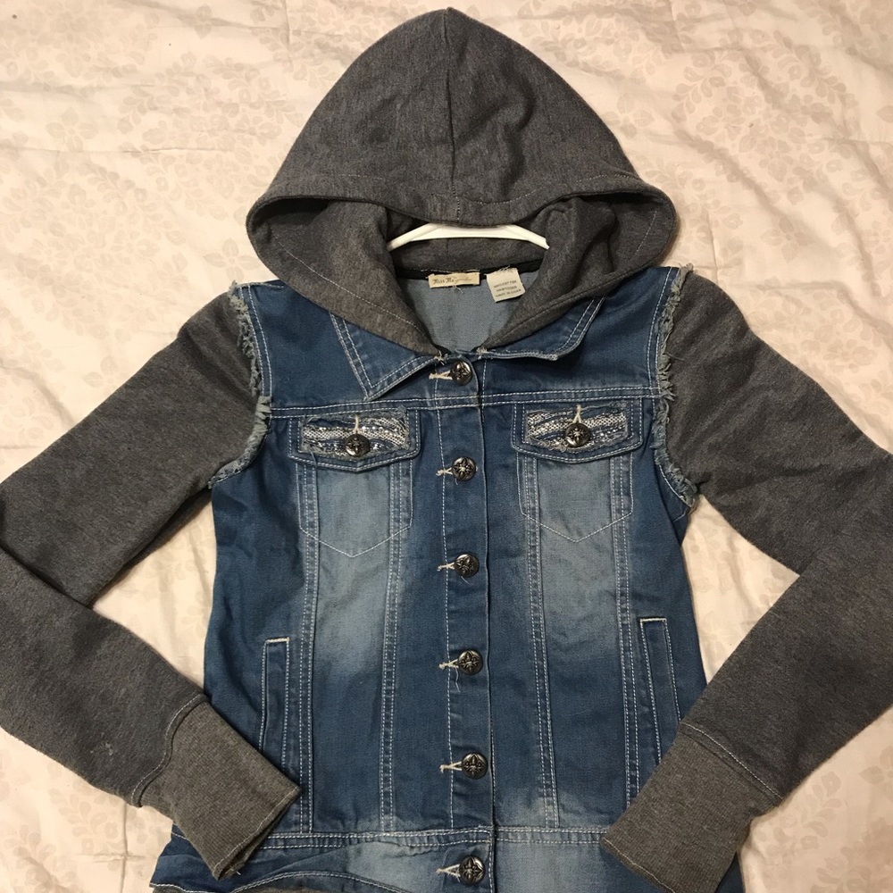 Girls Miss Me Jean Jacket w/ hood Size 10/12